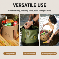 Seau pliable en PVC renforcé de qualité supérieure avec logo personnalisé, idéal pour le camping, la pêche et les voyages, avec double anse robuste