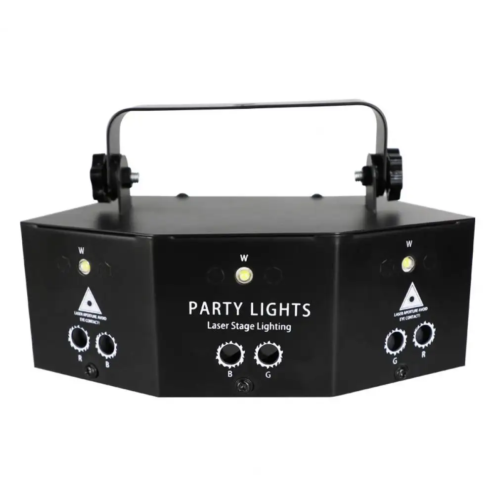 9 mata lampu Laser panggung disko Led, peralatan penerangan lantai dansa Fiesta pesta Dj aktivasi suara kontrol Dmx 512 strobo cahaya Laser panggung disko Led