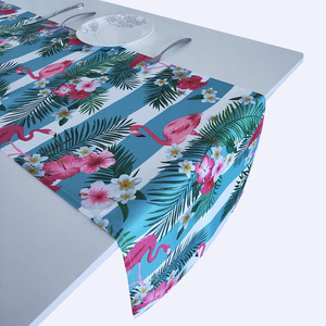 열대 플라밍고 테이블 러너 여름 Aloha 팜 트리 파티 저녁 식사 테이블 장식 러너 - Product Image 2