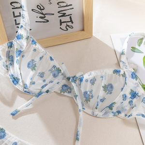 Nieuwe Super Dunne Kant Sexy Ondergoed T Broek Satijn Stiksel Perspectief Verleiding Sexy Bh Set <span class=keywords><strong>2</strong></span> Stuks Lingerie - Product Image 6