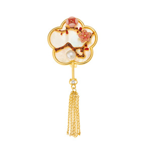 Muyu Plum Blossom Tassel Brooch Zinc Alloy Women's Fashion Cheongsam Pin Party Accessory - Product Image 5