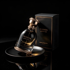 Flacon de parfum en verre de luxe rond avec logo personnalisé, 30 ml, 50 ml, 100 ml, col serti, flacon de parfum vide avec bouchon <span class=keywords><strong>doré</strong></span> - Product Image 6