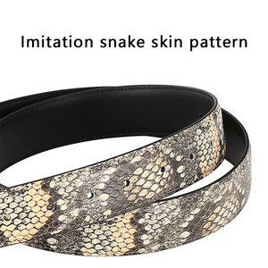 Cinturón de Cuero Genuino con Patrón de Serpiente para Hombre, Hebilla Metálica Vintage, Estilo Casual y Formal - Product Image 3