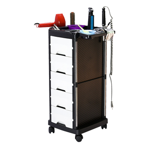 Carro <span class=keywords><strong>auxiliar</strong></span> de bandeja superior multifunción salón <span class=keywords><strong>con</strong></span> soporte para secador de pelo Carro de plástico ampliamente utilizado de gran capacidad <span class=keywords><strong>con</strong></span> 5 <span class=keywords><strong>cajones</strong></span> - Product Image 3
