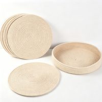 Set de table rond en corde de coton, tressé, résistant à la chaleur, pour table à manger