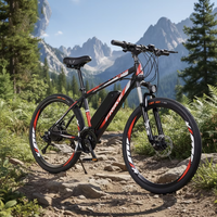 Vélo électrique tout-terrain (VTT) adulte 26 pouces, 27 vitesses, moteur arrière 250W, double frein à disque, acier carbone, double batterie, frein avant