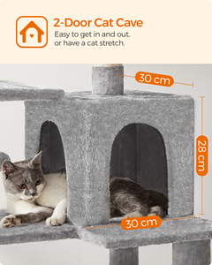 <span class=keywords><strong>Feandrea</strong></span> Arbre à chat gris clair de 54,2 pouces avec hamac, condo multi-niveaux en peluche, 4 poteaux à gratter et 2 perchoirs - Product Image 5