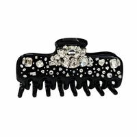Pince à cheveux en acétate durable avec strass, antidérapante, à forte adhérence, en cristal noir scintillant, haute brillance, pour usage quotidien et mode