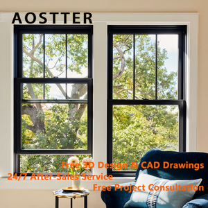 Ventana Corredera Vertical de Aluminio para Apartamento de Lujo AOSTTER, Ventana de Guillotina Simple con Aislamiento Acústico y Relleno de Argón - Product Image 1