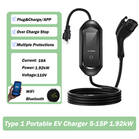 Nouveau chargeur EV portable intelligent et polyvalent de niveau 1, connecteur J1772, prise NEMA 5-15P, câble de charge de 5 m, 6-32A 120V