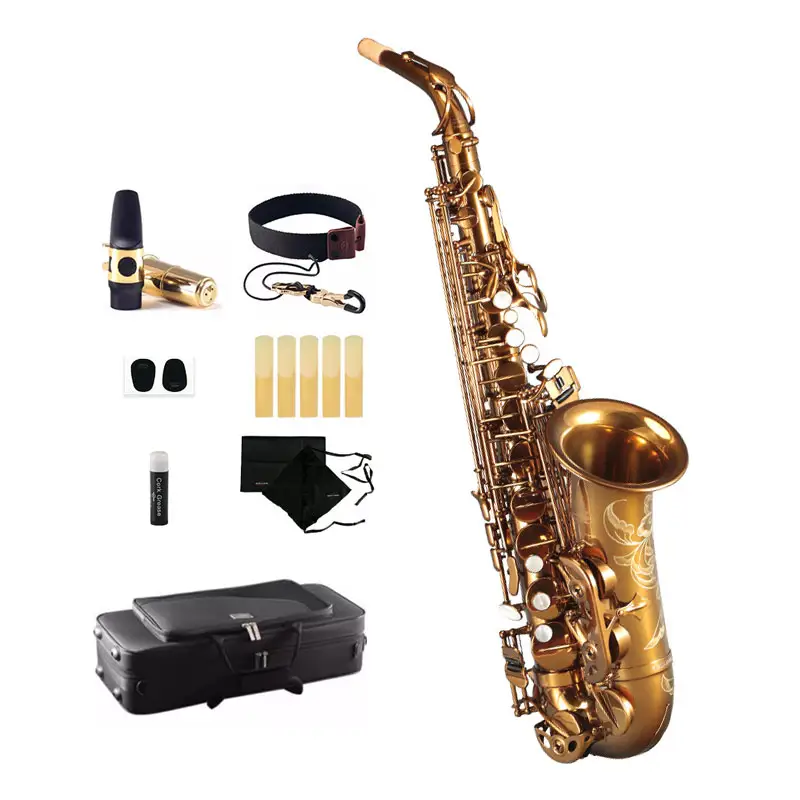 Muziekinstrumenten Hoge F # Eb Sleutel Gouden Lak Altsaxofoon RSA-9902