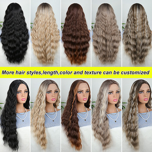 Perruques en cheveux synthétiques naturels Julianna Kanekalon Futura <span class=keywords><strong>Body</strong></span> Wave Ombre Colorées Sans colle Lace Front Fibre pour femmes - Product Image 6