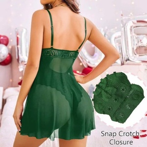 Lencería <span class=keywords><strong>Sexy</strong></span> Transparente de Encaje con Tirantes para Mujer, Modelo Evening Rose Chubby Girl, Pijama Enterizo, Verano 2025 - Product Image 2