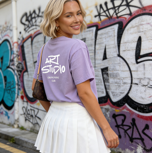 Camiseta al por mayor estilo western personalizada para mujer con gráfico textil, camiseta de algodón grueso de calidad con estampado personalizado de 230g - Product Image 2