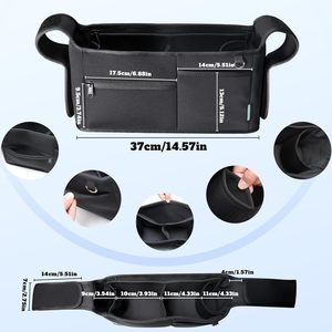 Organizador ajustable para <span class=keywords><strong>cochecito</strong></span>, diseño de tela, con 2 portavasos, múltiples bolsillos para guardar pañales, juguetes, etc. - Product Image 5