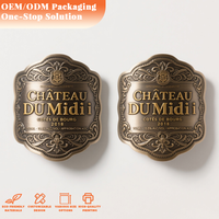 Etiqueta engomada de la botella de oro de aluminio fino suave Material Metal exquisito impermeable 3D Etiquetas Perfume Etiqueta de aluminio