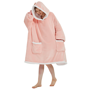 <span class=keywords><strong>Polyester</strong></span> Dài Tay Áo <span class=keywords><strong>Sherpa</strong></span> Bên Trong Flannel Mềm Lông Cừu Quá Khổ Ấm Đầy Đủ Chiều Dài Màu Hồng Mặc Chăn Áo Cho Nam Giới Và Phụ Nữ - Product Image 6