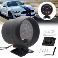 Takometer Mobil Universal 3.75 inci, pengukur kecepatan mesin 12V 0-8000 RPM dengan lampu peringatan untuk Aksesori mesin silinder 4/6/8