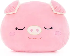 可爱毛绒猪头枕头卡通沙发抱枕填塞可爱靠垫