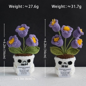 Muñeco de punto artesanal de lirio de los valles de Halloween, planta en maceta de acrílico tejida, de alta simulación, para escritorio - Product Image 6