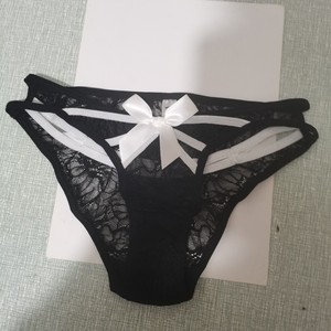 Culottes sexy pour femmes avec nœud papillon, slips triangulaires, ajourés, taille basse, semi-couvrants, transparents, entrejambe en coton - Product Image 4