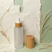 Botol Semprot Kosmetik Kaca Buram 100ml Isi Ulang Ramah Lingkungan dengan Tutup Bambu