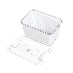 Plastic Strainers Bins with Lids for Seafood, Vegetables & Fruits, Fridge Storage Bins with Strainers Removable Drain Basket