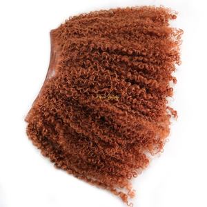 Extensions de cheveux humains vierges cambodgiens Afro Kinky Curly Copper Seamless Clip Ins 33 couleurs Kinky Curly Invisible Tight Curl 100g - Product Image 5