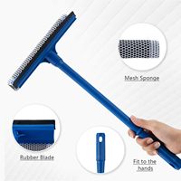 Nettoyeur de vitres de voiture 2 en 1 de 15,9 pouces avec long manche et éponge - Nettoyage professionnel pour stations-service, vitres et surfaces de douche