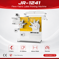 Machine d'impression flexographique pour étiquettes textiles JR-1241, 5 couleurs, 70 m/min, largeur 140 mm, imprimante flexographique pour étiquettes de soin des vêtements