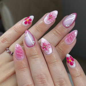 Estilo francés Simple extraíble 3D flor usable gradiente uñas pegatinas uñas postizas 24 piezas - Product Image 6
