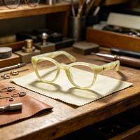 Feuille de celluloid nacrée jaune irisée texturée effet coquille concassée, format personnalisé pour montures de lunettes, matière première, directement de l'usine