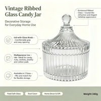 Pot à bonbons en verre cannelé transparent personnalisé en gros avec couvercle, pot de buffet de mariage en cristal côtelé, écologique, compatible lave-vaisselle, décoration de cuisine