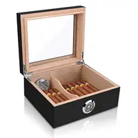 Cedar Wood Cigar Humidor Box Home Large Capacity Luxury Glossy Cigar Case  W/ Hygrometer Humidifier Storage Cigar Box