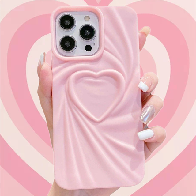 New Design Wavy Love Heart Pattern Shockproof Matte TPU Phone Case for iPhone 16 16 Pro 16 Plus 16 Pro Max 17 17 Pro Soft Cover