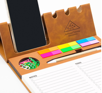 Ensemble de blocs-notes rigides personnalisés en cuir/PU avec coutures, stylo, notes adhésives publicitaires colorées, onglets d'indexation colorés pour réunions d'entreprise