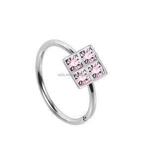 ห่วงเจาะจมูกสำหรับผู้หญิงทำจากสเตนเลสเกรดสูงคริสตัลที่สวยงาม - Product Image 4