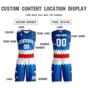 Maillot de basket-ball personnalisé bleu marine, blanc et rouge, double face, pour le sport - Product Image 4
