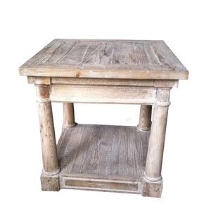 European Vintage 2 Layers <strong>Reclaimed</strong> Wood <strong>Side</strong> <strong>Table</strong> - Product Image 2