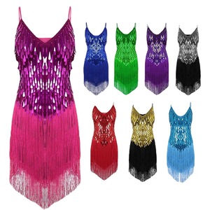 BH1805 Sling Sequin <strong>Tassled</strong> Latin Dance Performance <strong>Dress</strong> for Women Polyester Material Stage &amp; Competition Team Use - Product Image 5