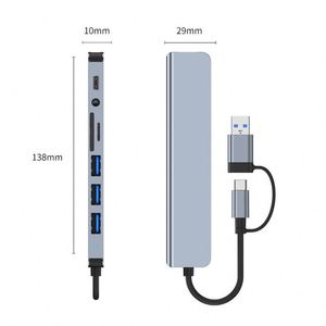 X522 8 in 2 <b>Usb</b> Hub Multiport <b>Dock</b> Support Tf/pd Reading <b>Usb</b> 3.5mm Audio Type <b>C</b> Multi-port Supports All Type-<b>c</b> Channel Computers - Product Image 3
