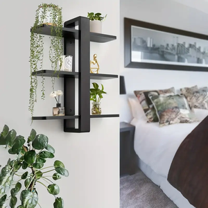 Décoration intérieure Grandes étagères murales flottantes Présentoir de photos pour le stockage des plantes et des articles divers Étagères en bois de <span class=keywords><strong>pin</strong></span> à 3 niveaux - Product Image 3