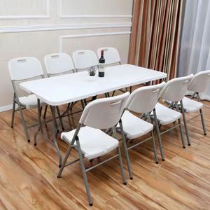 Outdoor White Patio <strong>High</strong> <strong>Space</strong> <strong>Saver</strong> Dining Folding Picnic Backyards Table And <strong>Chairs</strong> Set 4 Outside For Events - Product Image 2