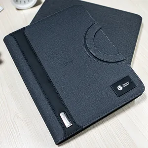 Multifunctional Pofolio Folder With Wireless Power Bank USB Flash Drive Led Light Logo For Business Office