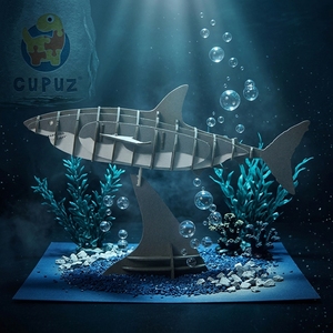 Rompecabezas de Papel 3D de Tiburón CUPUZ, Depredador Supremo del Mar, Kit de Manualidades para Decoración de Escritorio, Juguetes Educativos, Rompecabezas y Juegos - Product Image 1