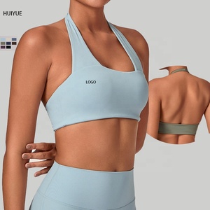 Sujetador deportivo transpirable con cuello halter, soporte ajustado para la espalda, para fitness y running - Product Image 1