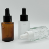 Flacon en verre de 30 ml à prix d'usine, compte-gouttes pour huile essentielle, compte-gouttes pour sérum, couleur dégradée brun givré et transparent