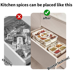 Plastic Sealed Round <b>Storage</b> Divider <b>Containers</b> Snackle Box for Portable Snack Platters With Lid & Handle - Product Image 2