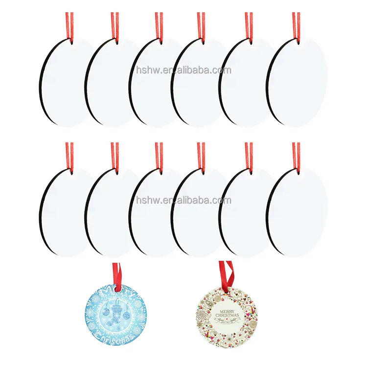 MDFSUB 3'' Double Side Round Ornament 3mm Christmas Ornament Blanks MDF Sublimation Blank Hanging Ornament