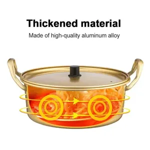 Olla de Cocina <span class=keywords><strong>Instant</strong></span>ánea de Lujo Coreana de 24 cm, de Aluminio Dorado, Diseño Moderno, Sostenible, para Cocinar Sopa y Caldo Rápidamente - Product Image 3